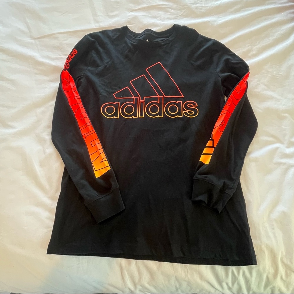 Boys Adidas Black Shirt with Orange Accents